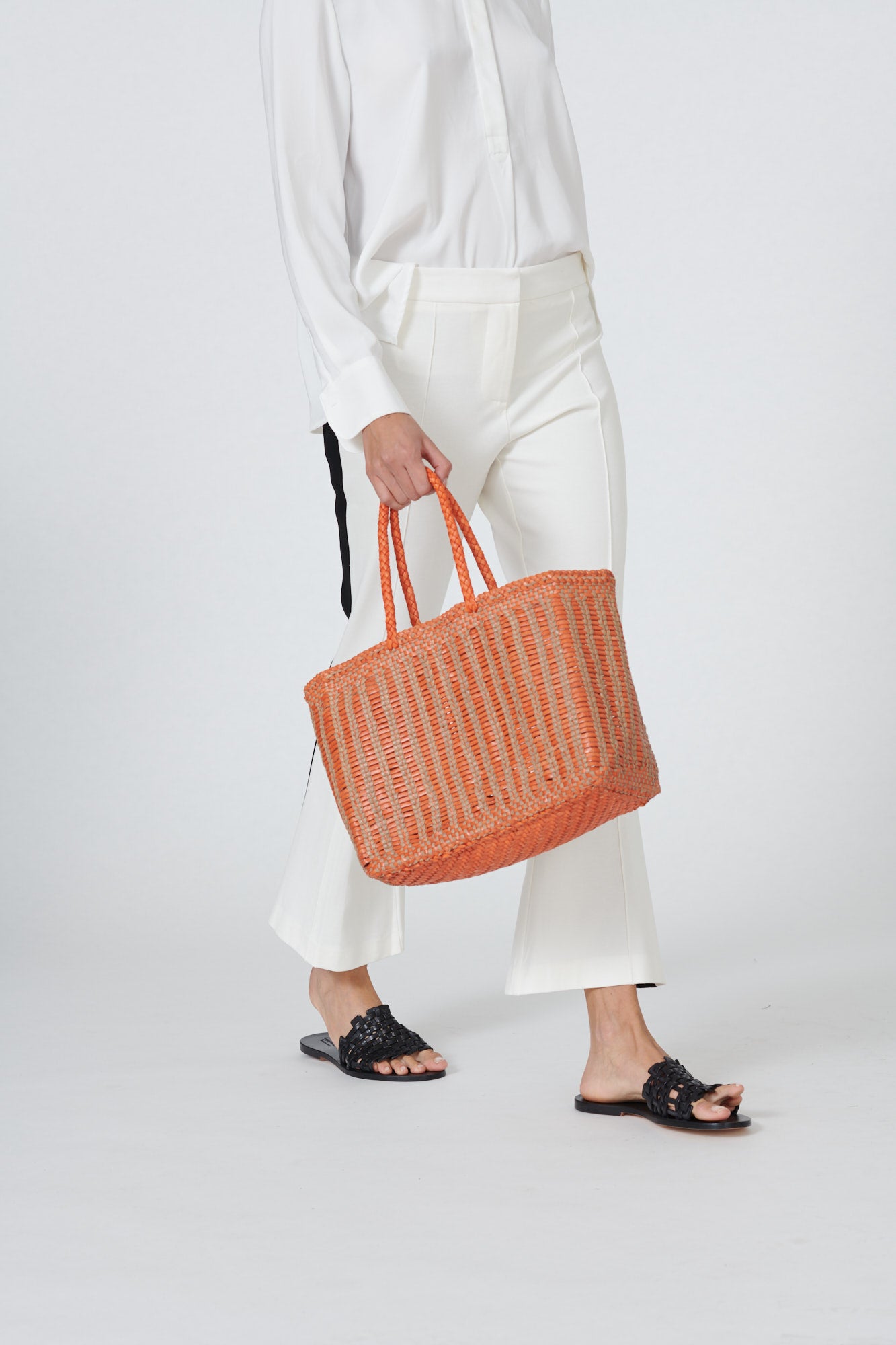 DRAGON DIFFUSION レディース かごバッグ BALI BASKET BIG Dragon Diffusion - Bali Big Tan/White Woven Leather Bag