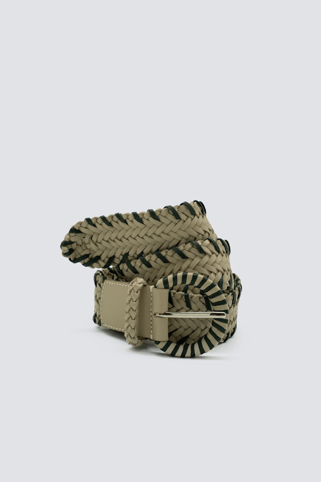 Dragon Diffusion - 16 Ply Handwoven Belt Pearl/Forest Green