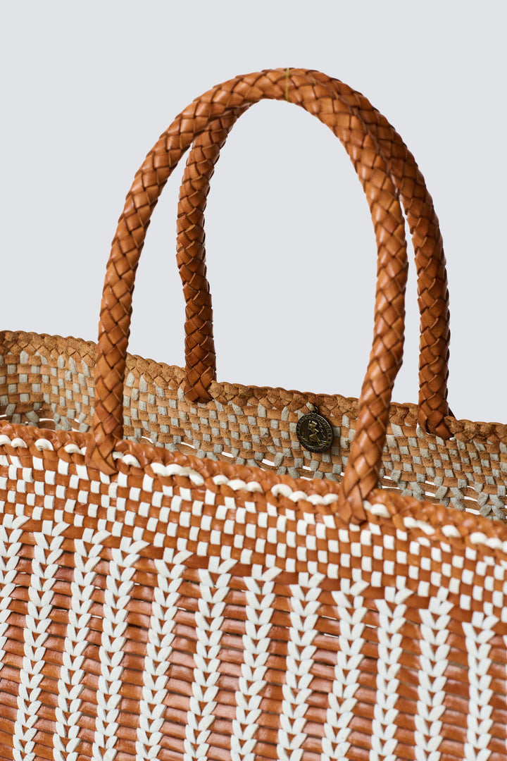 Dragon Diffusion woven leather bag handmade - Bali Big Tan White