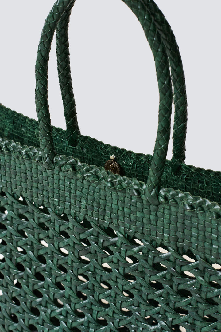 Dragon Diffusion woven leather bag handmade - Cannage Kanpur Forest Green