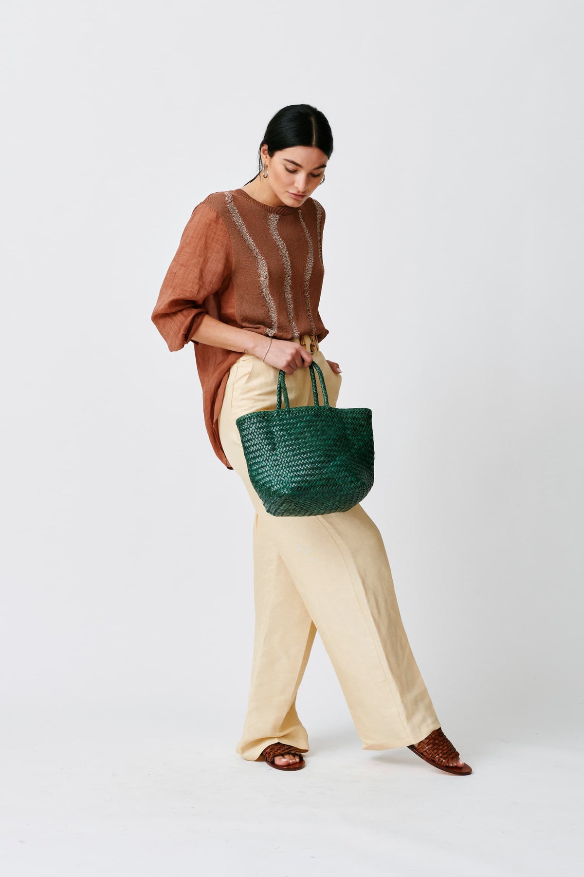 Woven Leather Mini Basket Bag