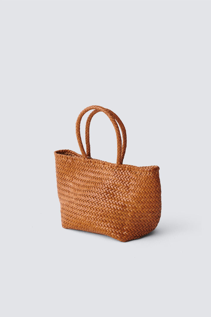 Dragon Diffusion woven leather bag handmade - Grace Basket Small Tan