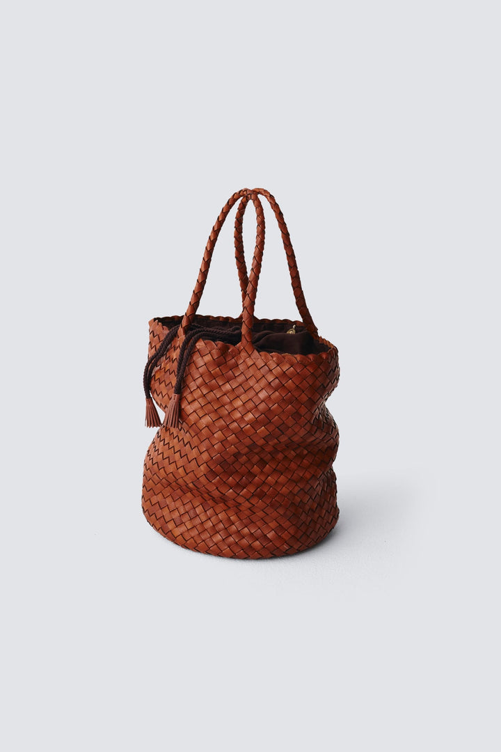 Dragon Diffusion woven leather bag handmade - Jacky Bucket w/ lining Tan