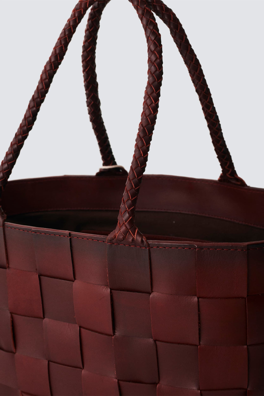 Large Genuine Leather Tote Bag, Woven Leather Handbag