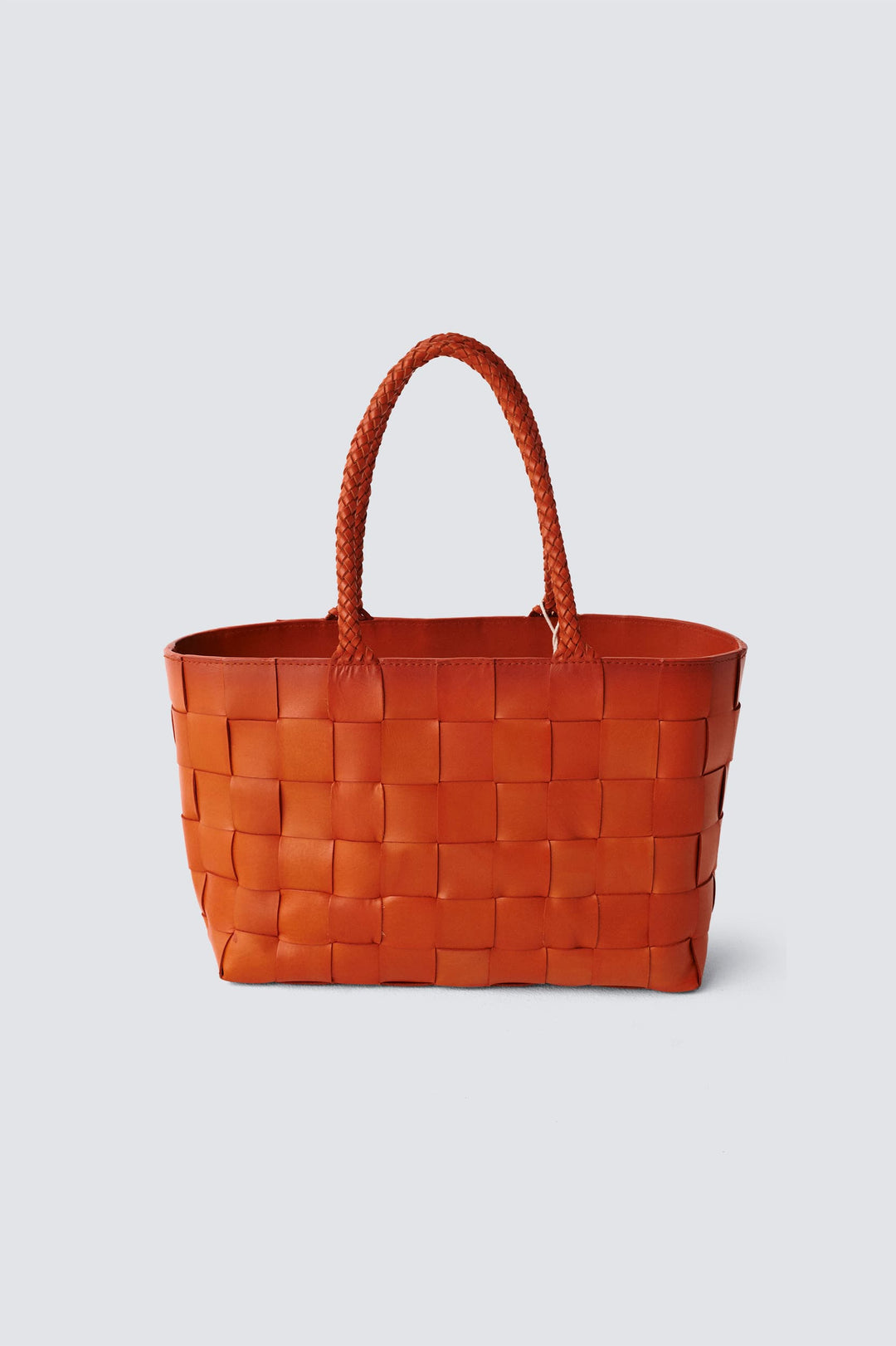 Dragon Diffusion woven leather bag handmade - Japan Tote w/ woven handles Orange 