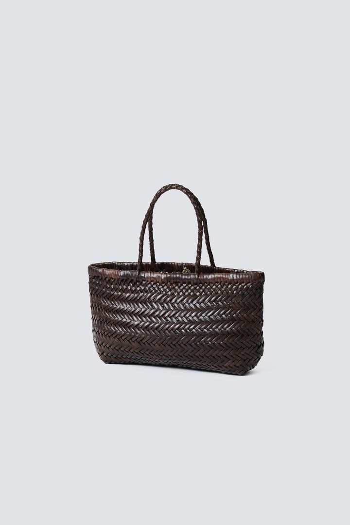 Dragon Diffusion woven leather bag handmade - Mini Flat Gora Dark Brown