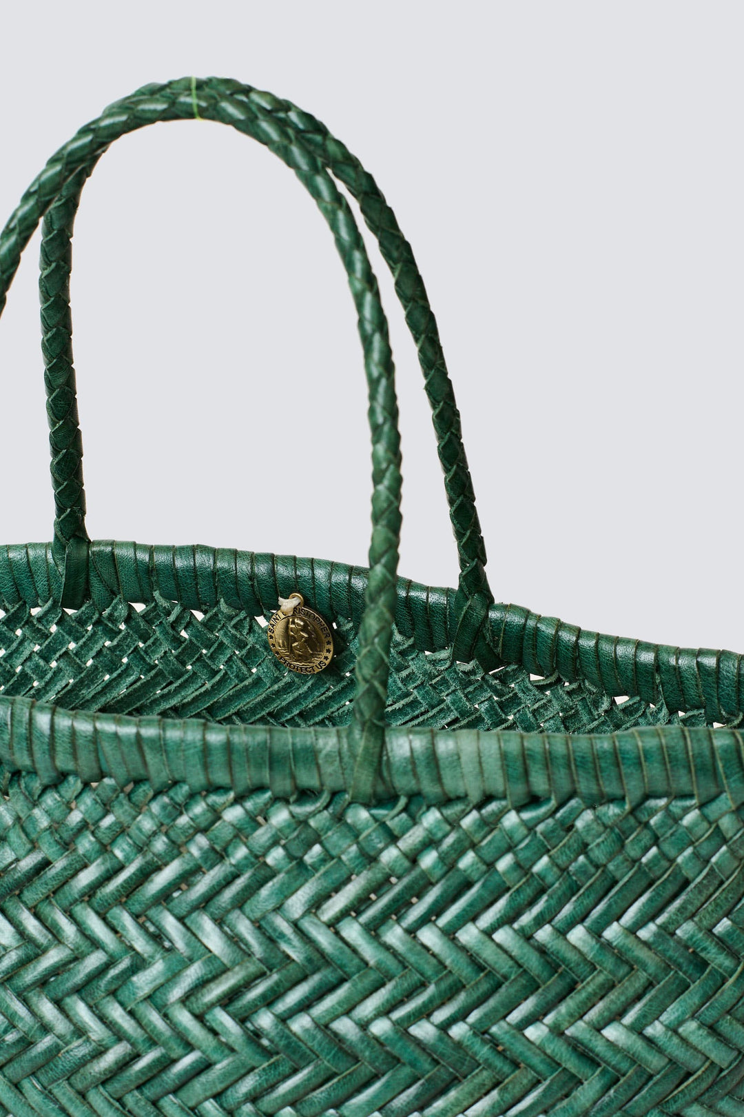 Dragon Diffusion woven leather bag handmade - Mini Flat Gora Forest Green
