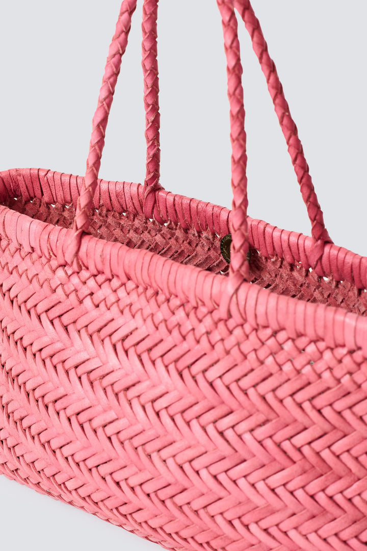 Dragon Diffusion woven leather bag handmade - Mini Flat Gora Pink