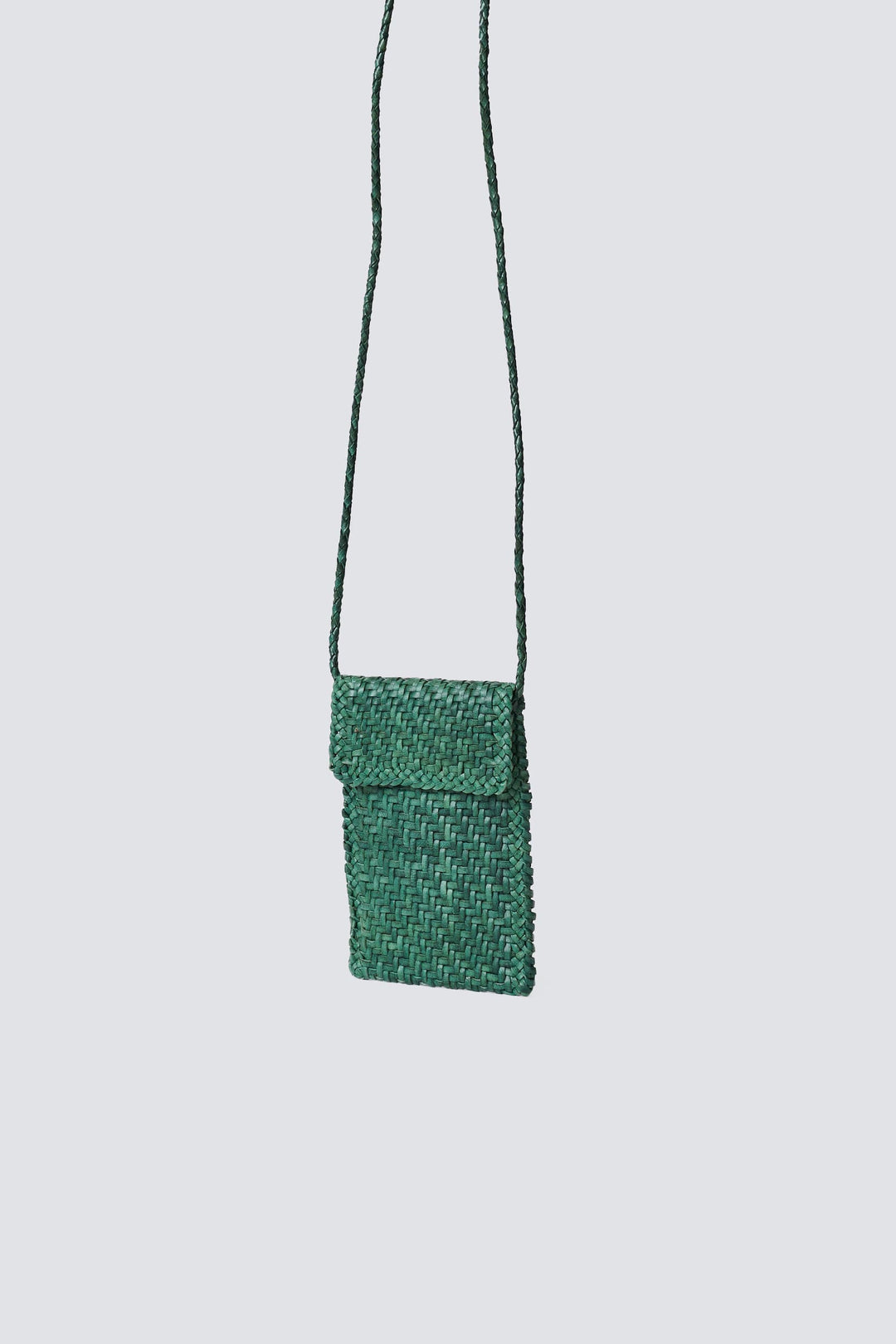 Dragon Diffusion woven leather bag handmade - Phone Crossbody Forest Green
