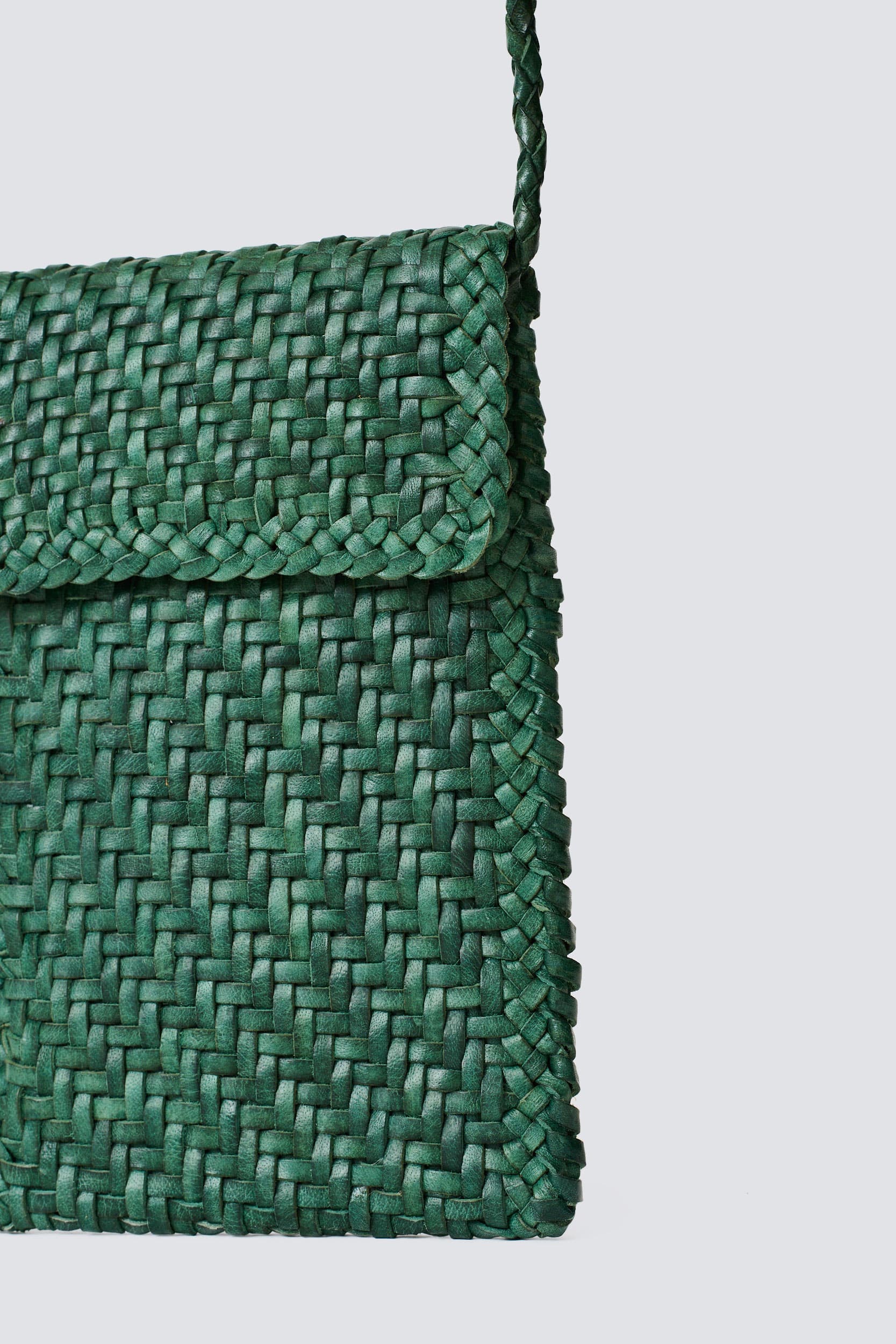 ショルダーバッグ・ポシェット DRAGON DIFFUSION Woman Crossbody bags Green 8022 FOREST Phone Crossbody Forest Green, Woven Leather Pochette