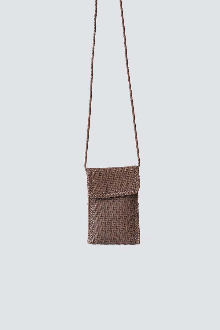 Dragon Diffusion woven leather bag handmade - Phone Crossbody Grey