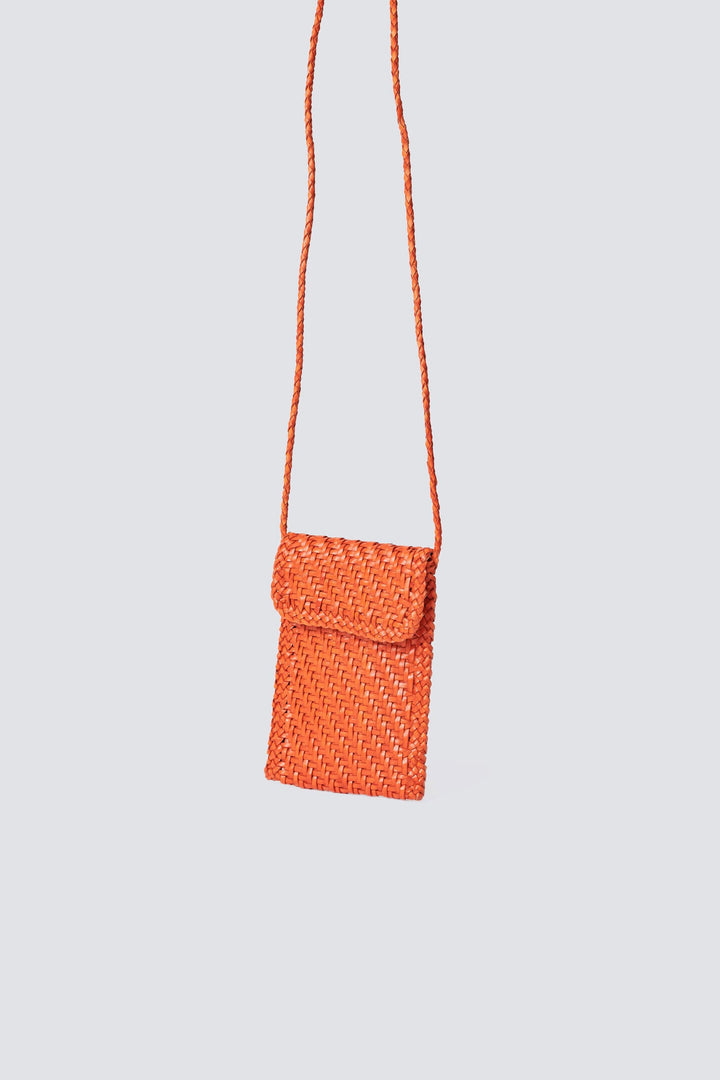 Dragon Diffusion woven leather bag handmade - Phone Crossbody Orange