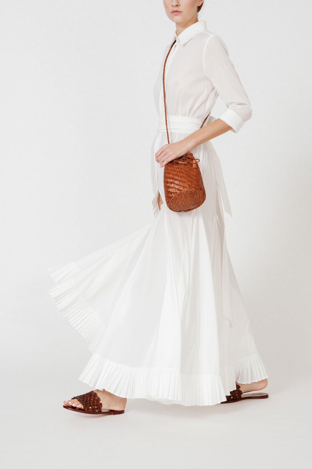 Dragon Diffusion woven leather bag handmade - Pompom Double Jump Tan