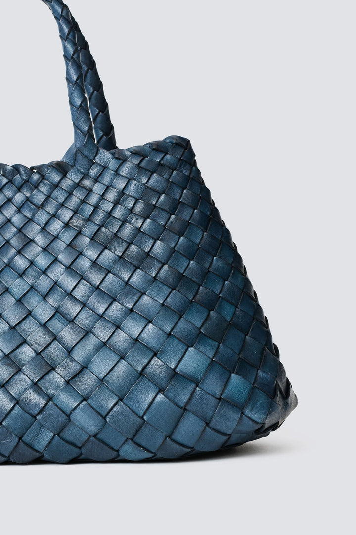 Dragon Diffusion woven leather bag handmade - Santa Croce Small Marine