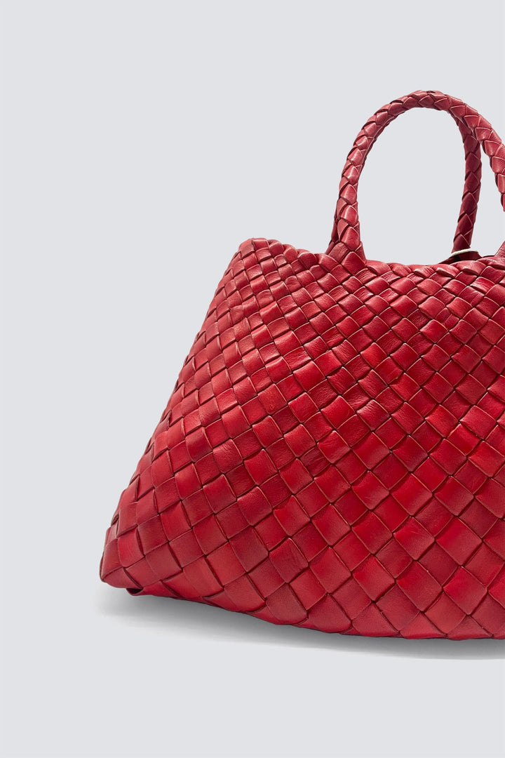 Dragon Diffusion - Woven Leather Bag Handmade - Santa Croce Small Red