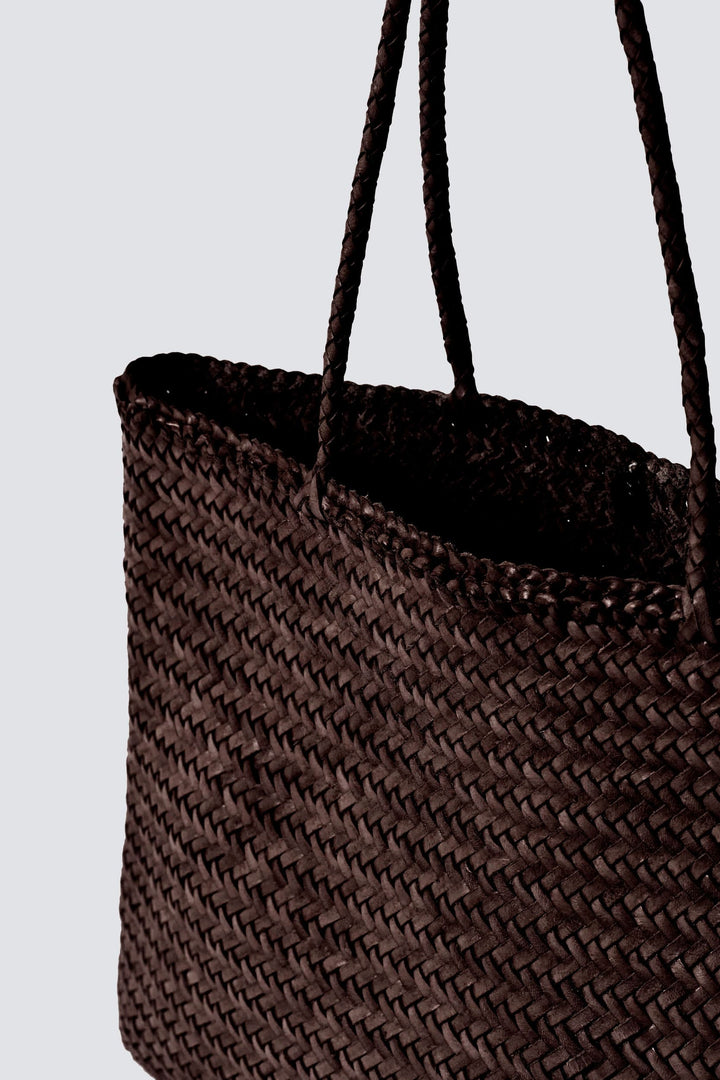 Dragon Diffusion woven leather bag handmade - Sophie Large Dark Brown