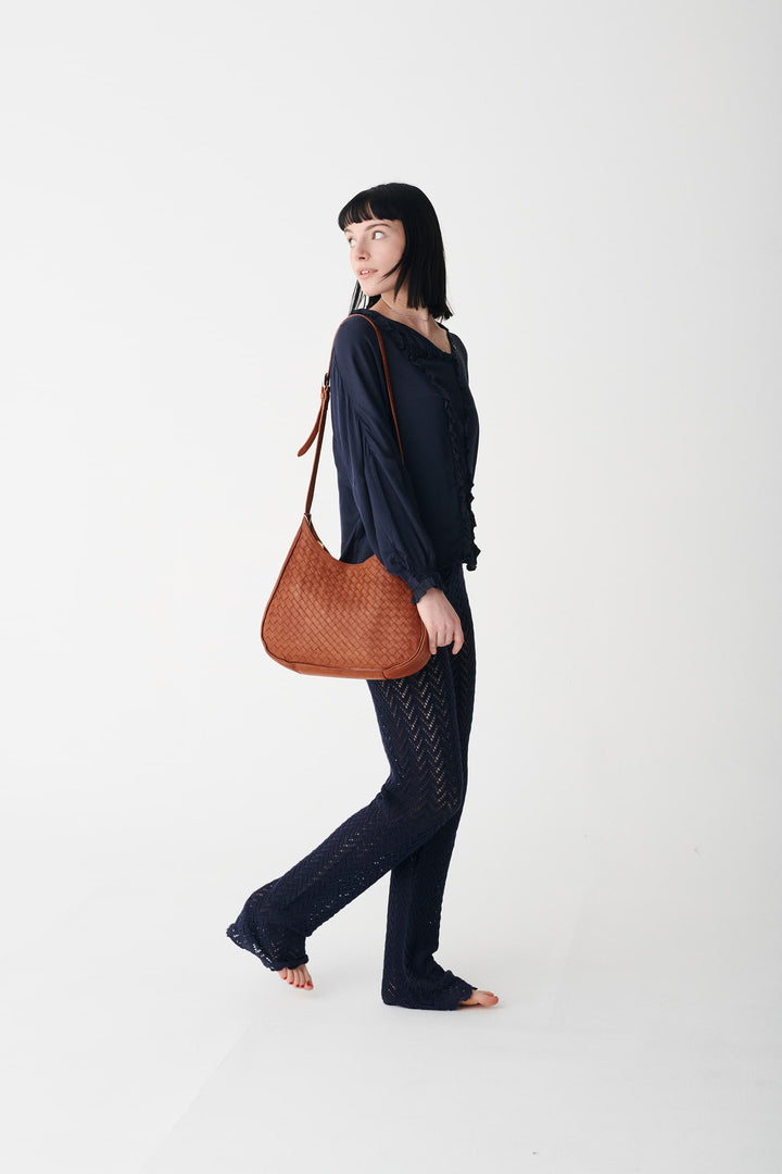 Dragon Diffusion woven leather bag handmade - Zak Hobo Tan